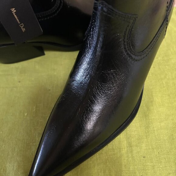 Massimo Dutti Leather Western Style Cowboy Boots Size EU 39 US 8 NEW With Tags - Picture 5 of 11